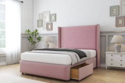 "Comfort Ayla Pink Plush Divan Bed Set 2 Drawers Foot-End - 54"" Wingback & 12"" Footboard 4' Small Double" - thumbnail 2