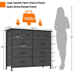 Fabric Chest Of Drawers 10 Drawer Dresser Bedroom Bedside Storage Organizer Unit - thumbnail 2