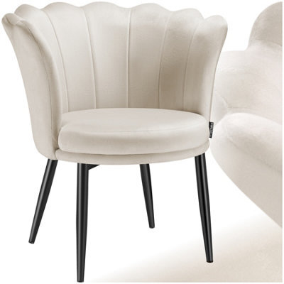 Tectake 1 Armchair Stella - Faux Fur Or Velvet, Thick Padding, 67X64X76Cm - Velvet Cream/black - image 1