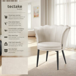Tectake 1 Armchair Stella - Faux Fur Or Velvet, Thick Padding, 67X64X76Cm  - Velvet Cream/black - thumbnail 2