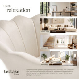 Tectake 1 Armchair Stella - Faux Fur Or Velvet, Thick Padding, 67X64X76Cm  - Velvet Cream/black - thumbnail 7