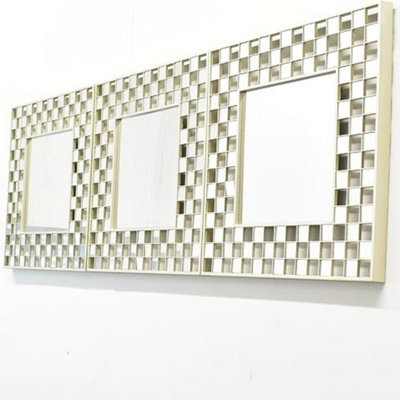 Set Of 3 40X40Cm Box Border Decorative Wall Mirror Square Home Decor