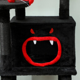 Pawhut 152Cm Gothic Cat Tree For Halloween With Coffin Bed, Large Condo - thumbnail 9
