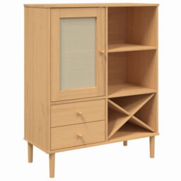 Berkfield Highboard Senja Rattan Look Brown 90X40X112Cm Solid Wood Pine - thumbnail 2