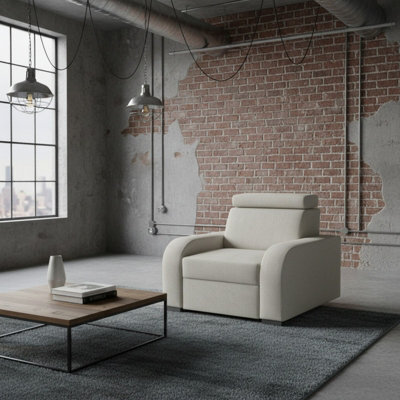 Oslo M 1 Armchair With Adjustable Headrest Mdf And Particle Board Frame Upholstered Back 105X100X85 100Cm Cream - image 1