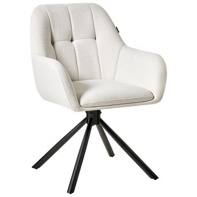 Beliani Dining Chair Swivel Ubly Fabric Off-White - image 1