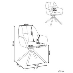 Beliani Dining Chair Swivel Ubly Fabric Off-White - thumbnail 3