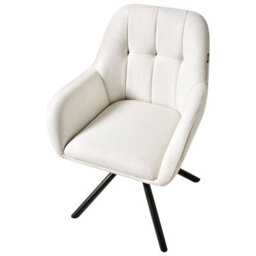 Beliani Dining Chair Swivel Ubly Fabric Off-White - thumbnail 7