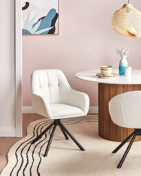 Beliani Dining Chair Swivel Ubly Fabric Off-White - thumbnail 2