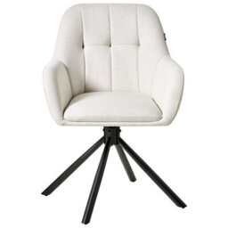 Beliani Dining Chair Swivel Ubly Fabric Off-White - thumbnail 5
