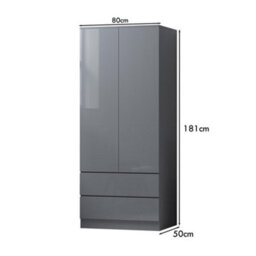 FWSTYLE Stora 2 Door 2 Drawer Combination Wardrobe High Gloss Grey - thumbnail 8