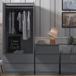 FWSTYLE Stora 2 Door 2 Drawer Combination Wardrobe High Gloss Grey - thumbnail 4