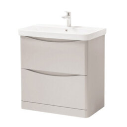 Clifton Bathroom Floor Standing 2-Drawer Vanity Unit With Basin 800mm Wide - Cashmere - (Arch) - Brassware Not Included