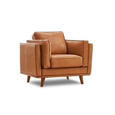 Valencia Artisan Leather Accent Chair Cognac Nappa Top Grain Leather Alder Wood Legs And Frame Fabric Backed Cushions - image 1