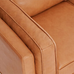 Valencia Artisan Leather Accent Chair Cognac Nappa Top Grain Leather Alder Wood Legs And Frame Fabric Backed Cushions - thumbnail 8