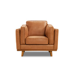 Valencia Artisan Leather Accent Chair Cognac Nappa Top Grain Leather Alder Wood Legs And Frame Fabric Backed Cushions - thumbnail 7