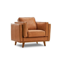 Valencia Artisan Leather Accent Chair Cognac Nappa Top Grain Leather Alder Wood Legs And Frame Fabric Backed Cushions - thumbnail 1