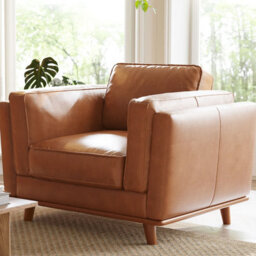 Valencia Artisan Leather Accent Chair Cognac Nappa Top Grain Leather Alder Wood Legs And Frame Fabric Backed Cushions - thumbnail 5