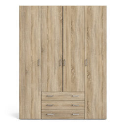 Furniture To Go Space Wardrobe - 4 Doors 3 Drawers In Oak 2000 (W) 154 X  (H) 200.4 X  (D) 49.5Cm - thumbnail 3