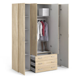 Furniture To Go Space Wardrobe - 4 Doors 3 Drawers In Oak 2000 (W) 154 X  (H) 200.4 X  (D) 49.5Cm - thumbnail 6
