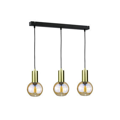 Luminosa Lighting Luminosa Jantar Bar Pendant Ceiling Light Gold, 60Cm, 3X E27