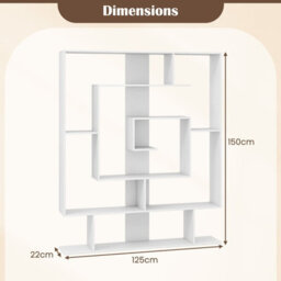 Costway 7-Tier Bookshelf Geometric Bookcase With 2 Anti-Tipping Kits-White - thumbnail 2