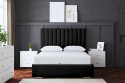 DS Living Evangeline Black Upholstered Panel Bed With Headboard And Ottoman Storage King - thumbnail 4