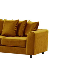 Furnishings For Less UK Brooklyn Plush Velvet Fabric 3 Seater Sofa Foam Gold - thumbnail 3