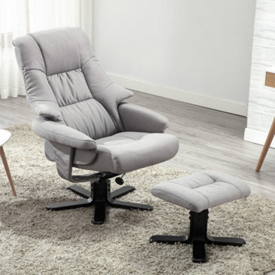 More4Homes Sorento Swivel Recliner Linen Fabric Chair W Foot Stool Armchair Grey - image 1