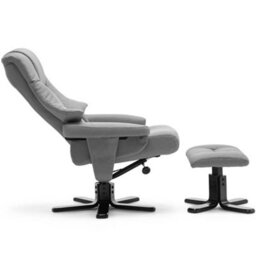 More4Homes Sorento Swivel Recliner Linen Fabric Chair W Foot Stool Armchair Grey - thumbnail 4