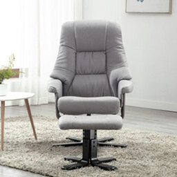 More4Homes Sorento Swivel Recliner Linen Fabric Chair W Foot Stool Armchair Grey - thumbnail 8