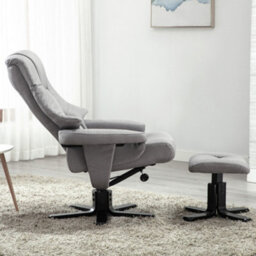 More4Homes Sorento Swivel Recliner Linen Fabric Chair W Foot Stool Armchair Grey - thumbnail 9
