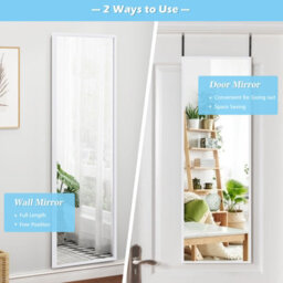 Costway 2 In1 Full Length Mirror Over The Door Dressing Mirror Wall Mounted Makeup - thumbnail 3