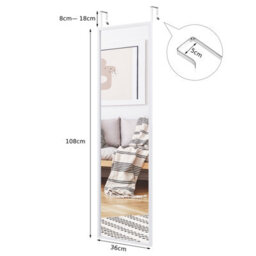 Costway 2 In1 Full Length Mirror Over The Door Dressing Mirror Wall Mounted Makeup - thumbnail 2