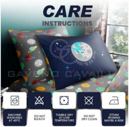 Gc Gaveno Cavailia Printed Kids Space Navy Fitted Sheet Double Bed Luxury Galaxy Bed Set For Childrens - thumbnail 4