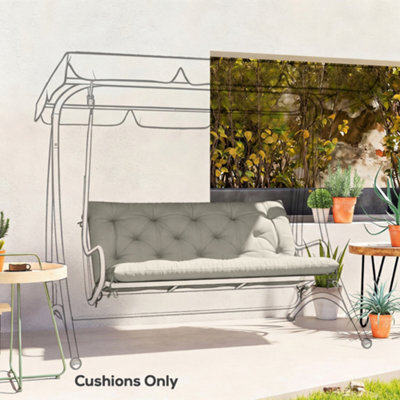 Outsunny Garden Bench Cushion, Seat Pad With Ties, Light Grey - image 1