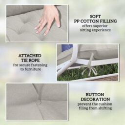 Outsunny Garden Bench Cushion, Seat Pad With Ties, Light Grey - thumbnail 6