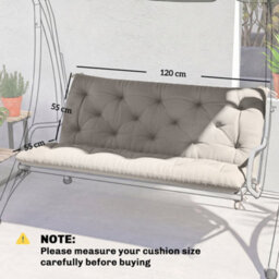 Outsunny Garden Bench Cushion, Seat Pad With Ties, Light Grey - thumbnail 3