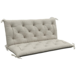Outsunny Garden Bench Cushion, Seat Pad With Ties, Light Grey - thumbnail 2