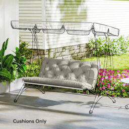 Outsunny Garden Bench Cushion, Seat Pad With Ties, Light Grey - thumbnail 8