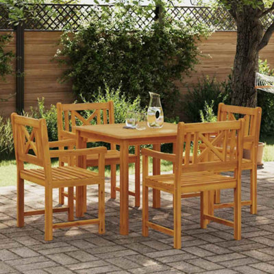 Berkfield Garden Dining Set 5 Pcs Brown Solid Acacia Wood - image 1