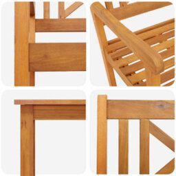 Berkfield Garden Dining Set 5 Pcs Brown Solid Acacia Wood - thumbnail 9