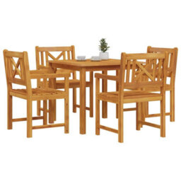 Berkfield Garden Dining Set 5 Pcs Brown Solid Acacia Wood - thumbnail 3