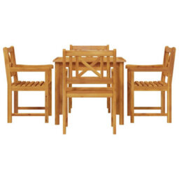 Berkfield Garden Dining Set 5 Pcs Brown Solid Acacia Wood - thumbnail 7