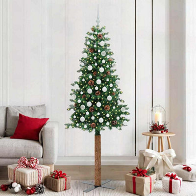 Vidaxl Slim Christmas Tree Green 210 Cm Pvc And Solid Pine Wood - image 1