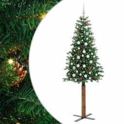 Vidaxl Slim Christmas Tree Green 210 Cm Pvc And Solid Pine Wood - thumbnail 2