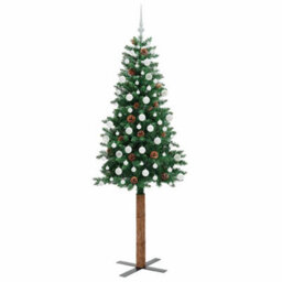 Vidaxl Slim Christmas Tree Green 210 Cm Pvc And Solid Pine Wood - thumbnail 4