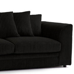 Furnishings For Less UK Luxor Jumbo Cord 3 + 1 + 1 Fabric 3 Piece Sofa Suite - Scatter Back Black - thumbnail 4