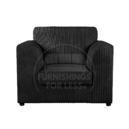 Furnishings For Less UK Luxor Jumbo Cord 3 + 1 + 1 Fabric 3 Piece Sofa Suite - Scatter Back Black - thumbnail 3