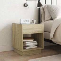 Berkfield Bedside Table With Infinity Led Sonoma Oak 40X40X50 Cm - thumbnail 4